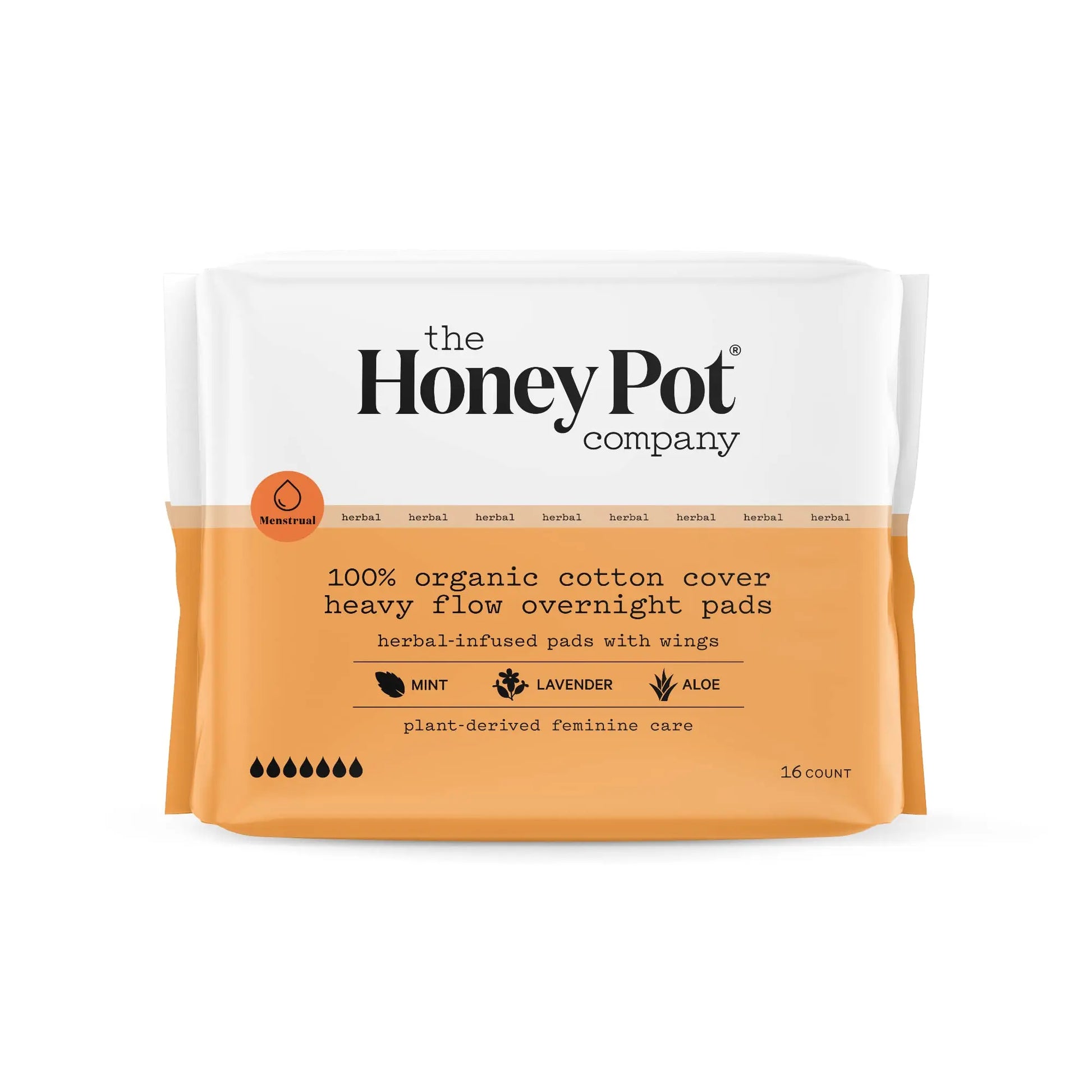 The Honey Pot Company - Herbal Overnight Heavy Flow Pads w/Wings - Organic Pads for Women The Honey Pot Company Au supplements