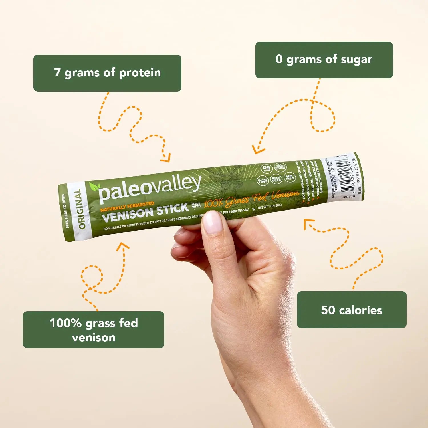 Paleovalley 100% Grass Fed Venison Sticks – 10 Pack – Keto-Friendly, High Protein, Low-Calorie Snack – Omega-3 Rich, Gluten-Free, Nitrate-Free, Naturally Flavored – Healthy On-the-Go Meat Snack Paleovalley Au supplements