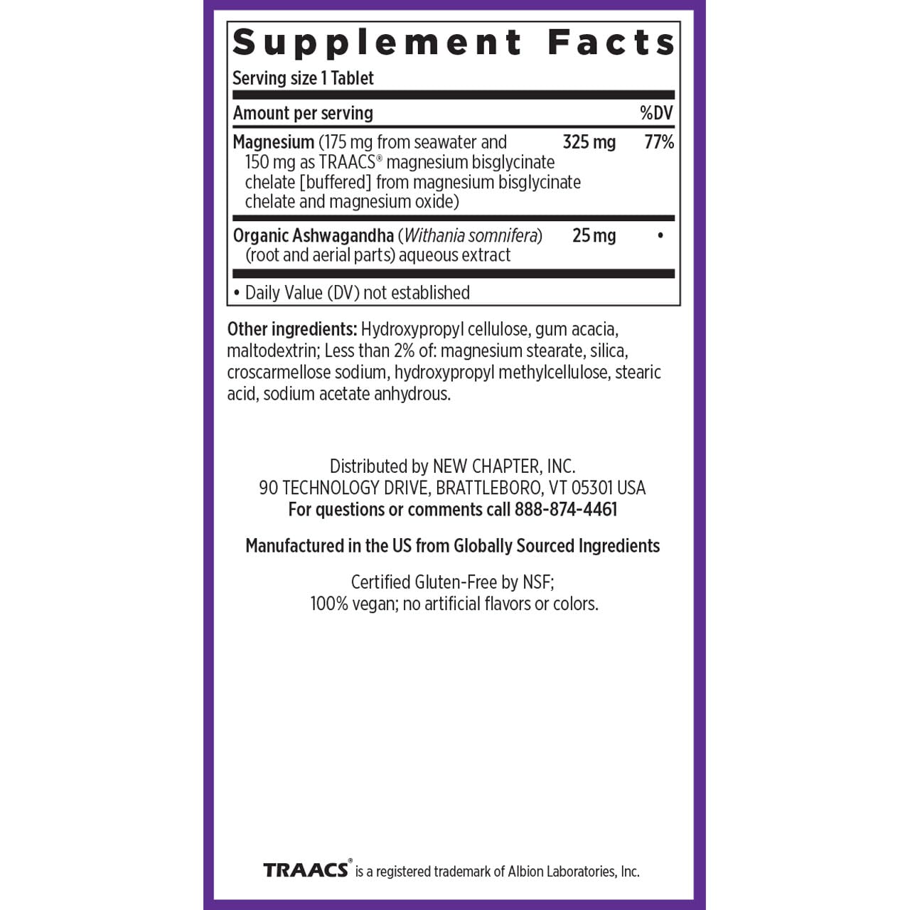 New Chapter Magnesium + Ashwagandha Supplement, 325 mg with Magnesium Glycinate for Muscle Relaxation & Recovery, Heart, Nerve & Bone Health, 2.5X Absorption, Non-GMO - 30 ct (1 Month Supply) New Chapter Au supplements