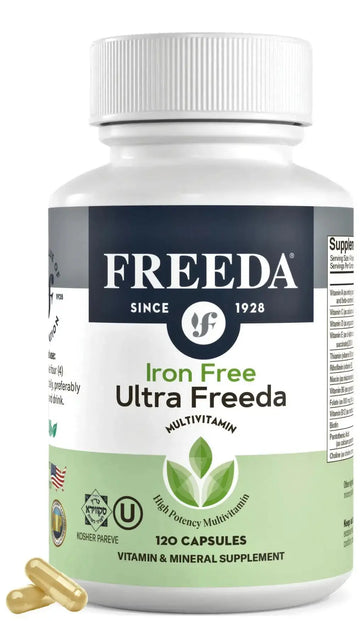FREEDA Ultra Multivitamin Capsules – High-Potency Daily Supplement for Men & Women – Iron-Free – 120 Count – Kosher Certified FREEDA Au supplements