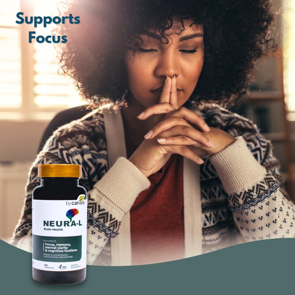 BY CARIOLA Neural-L Natural Brain Support Supplement 60 Caps - Mental Support – Memory Booster - Concentration - Natural Formula - Ashwagandha - L-Tyrosine - L-Theanine BY CARIOLA Au supplements