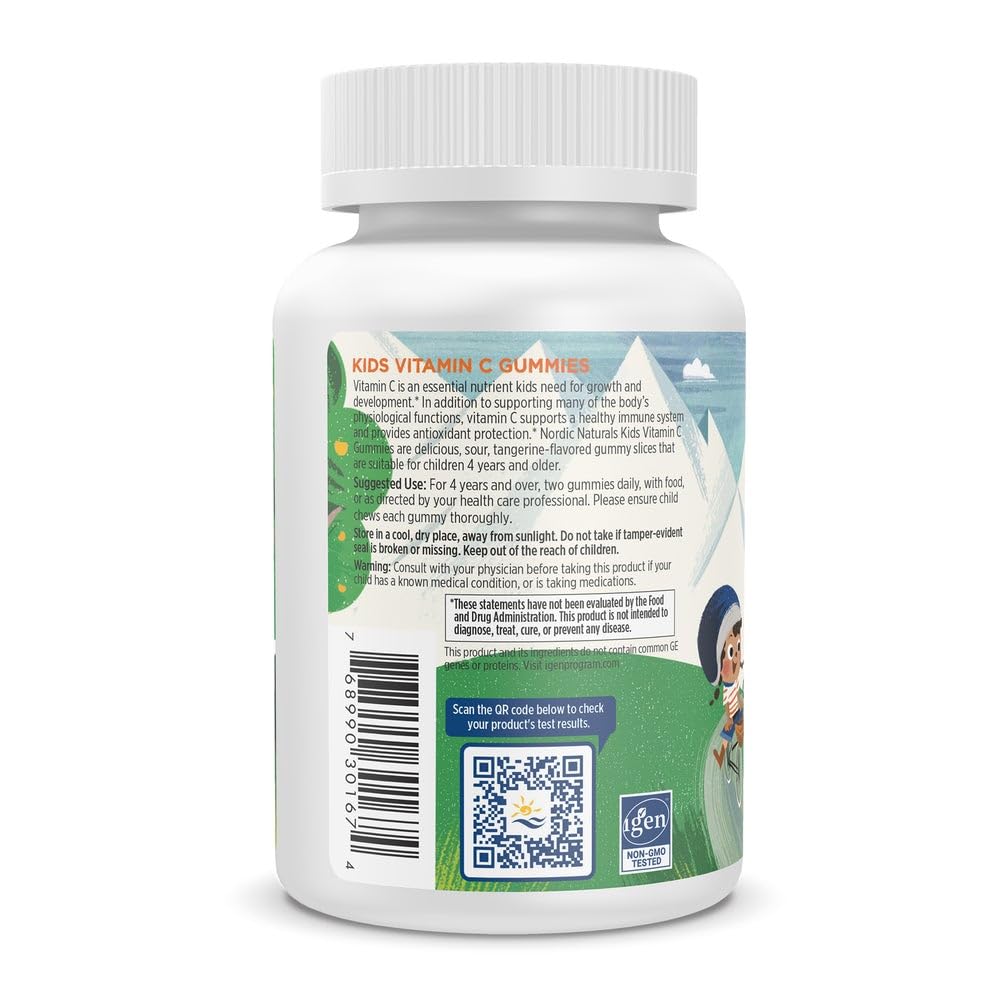 Nordic Naturals Kids Vitamin C Gummies - Tangy Tangerine - 60 Gummies - Vegan Vitamin C Supplement - Children’s Immunity and Antioxidant Support - 250 mg per Serving - 30 Servings Nordic Naturals Au supplements