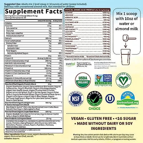 Garden of Life Raw Organic Fit Vegan Protein Powder Chocolate, 28g Plant Based Protein Garden of Life Au supplements