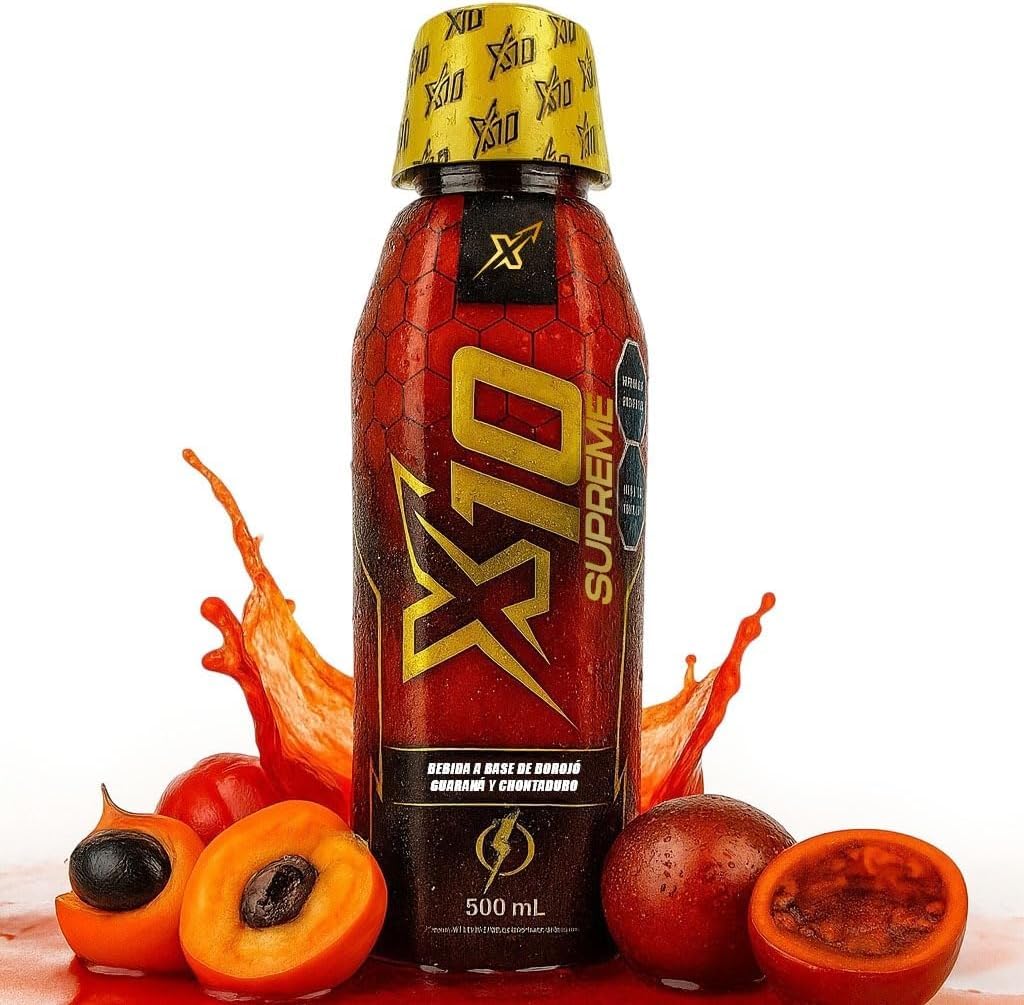 X10 Supreme Liquid 500 ML Natural Supplement (Similar Results as vitafer..Gold) - Chontaduro, Guarana, and Borojó Blend | 500 ML | Plant-Based Energy Support for Vitality X10 Au supplements