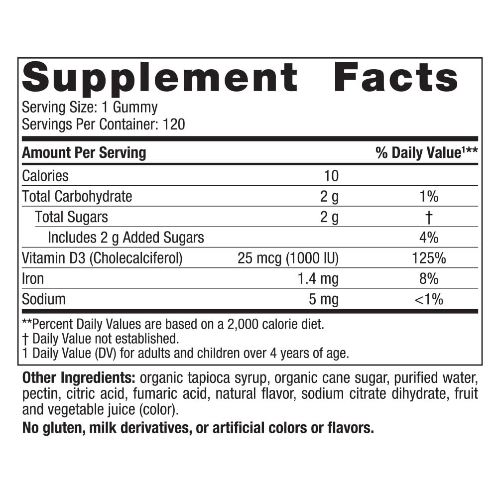 Nordic Naturals Vitamin D3 Gummies, Wild Berry - 120 Gummies - 1000 IU Vitamin D3, 1.4 mg Iron - Great Taste - Healthy Bones, Mood & Immune System Function - Non-GMO - 120 Servings Nordic Naturals Au supplements