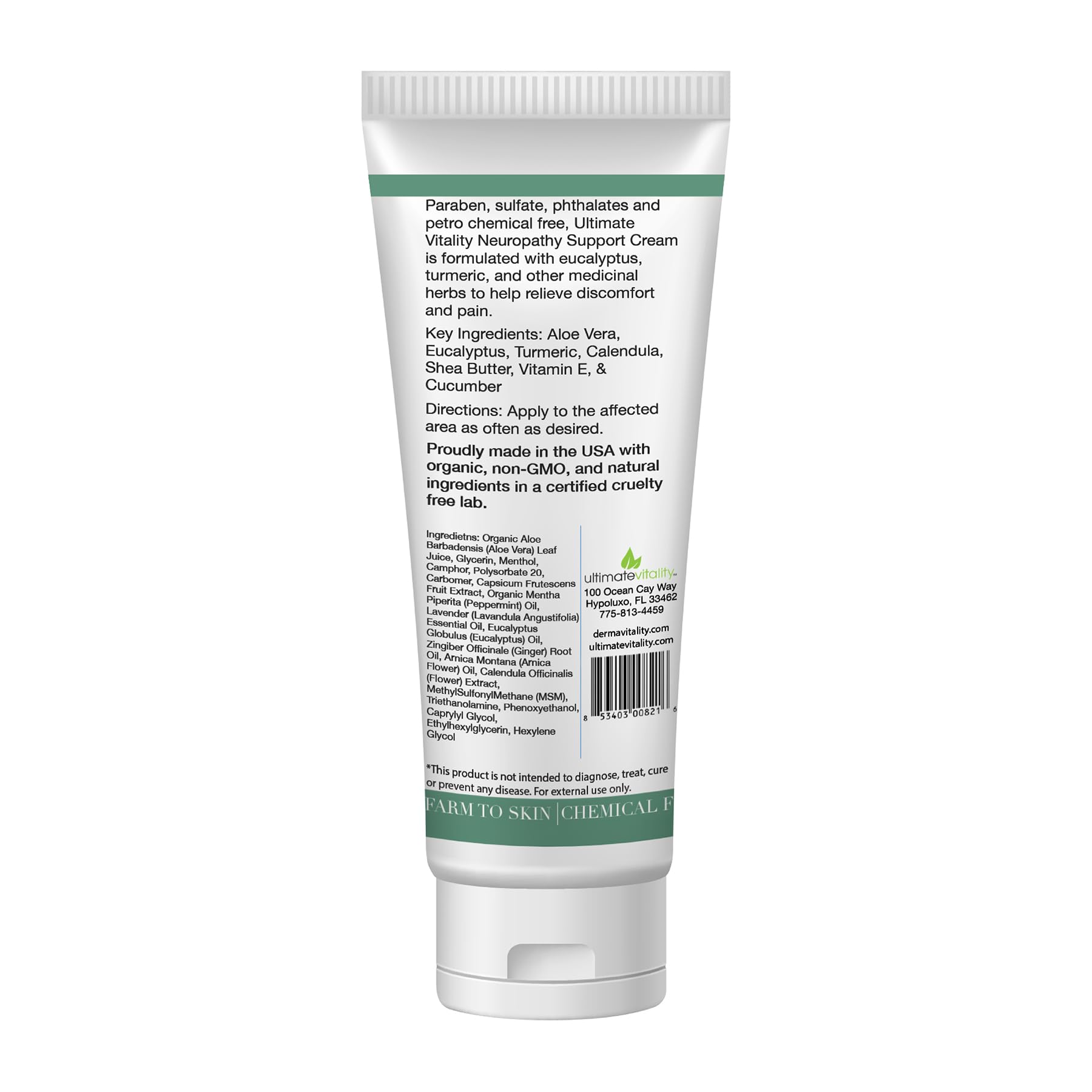UltimateVitality Neuropathy Support Cream – Natural Organic Cream for Feet, Hands, Legs, Toes Includes Arnica, Capsicum Frutescens Fruit Extract, Peppermint a Ginger - 6 Ounces UltimateVitality Au supplements
