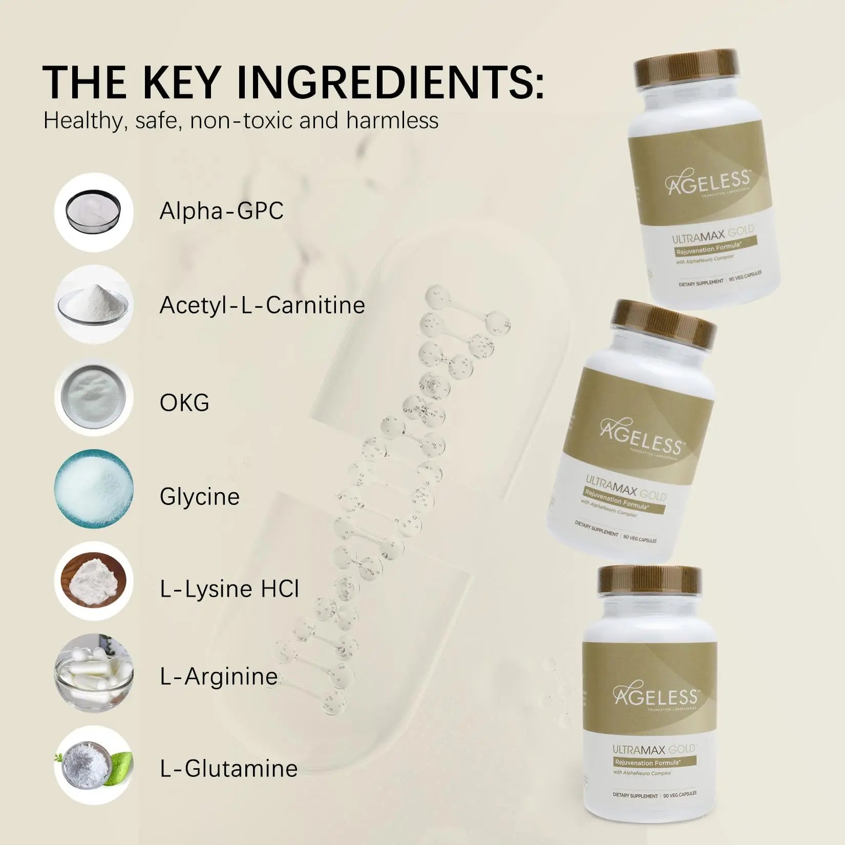 AGELESS™: UltraMAX Gold™ Capsules, HGH Anti-Aging Supplement for Women, Slows Ageless Foundation Laboratories Au supplements