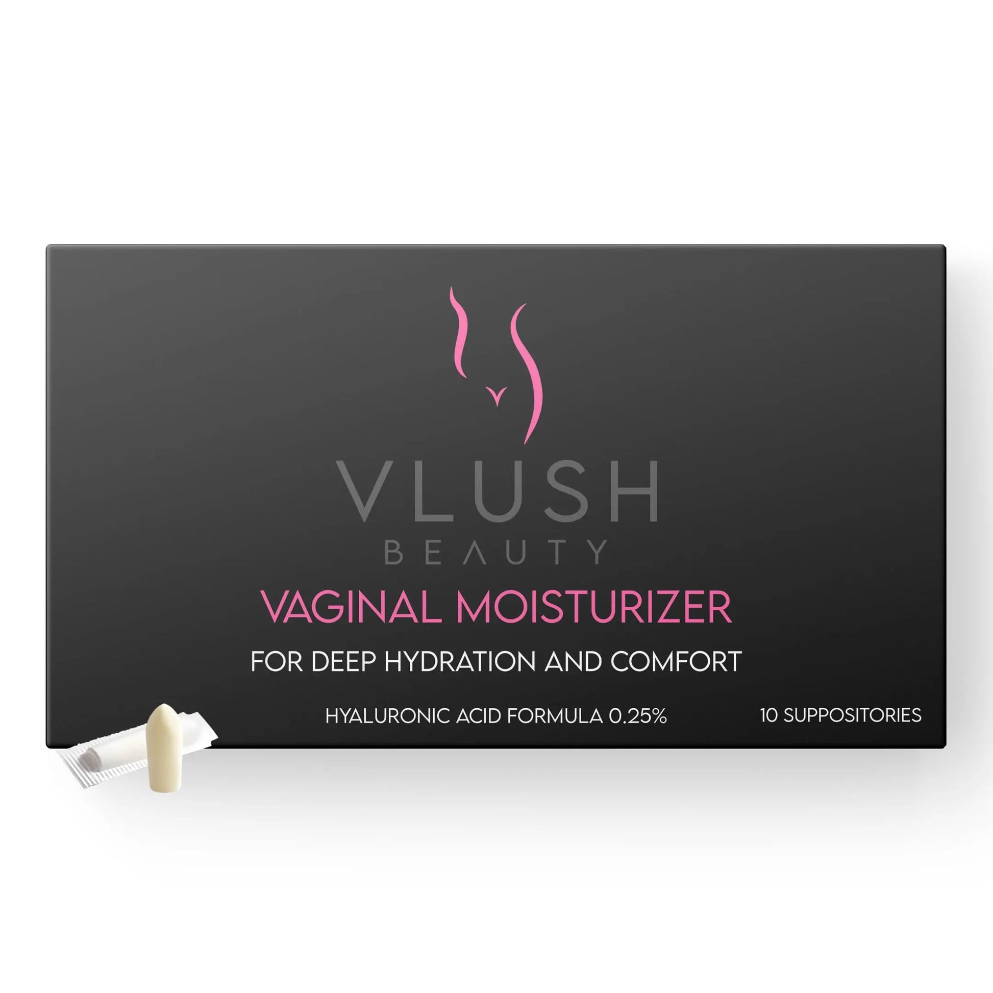 VLUSH Vaginal Moisturizer Suppositories - Deep Hydration with Hyaluronic Acid for Vaginal Dryness, Menopause Support & Daily Comfort, Made in FDA Registered Facility - Hormone-Free (10 Count) VLUSH Au supplements