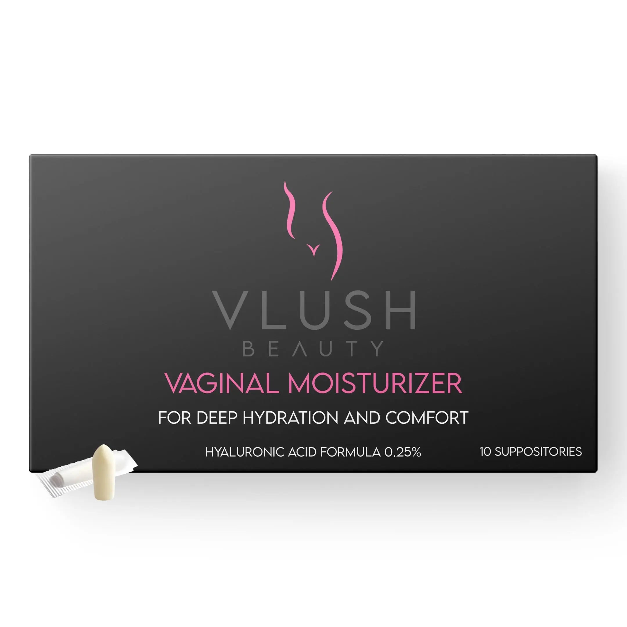 VLUSH Vaginal Moisturizer Suppositories - Deep Hydration with Hyaluronic Acid for Vaginal Dryness, Menopause Support & Daily Comfort, Made in FDA Registered Facility - Hormone-Free (10 Count) VLUSH Au supplements