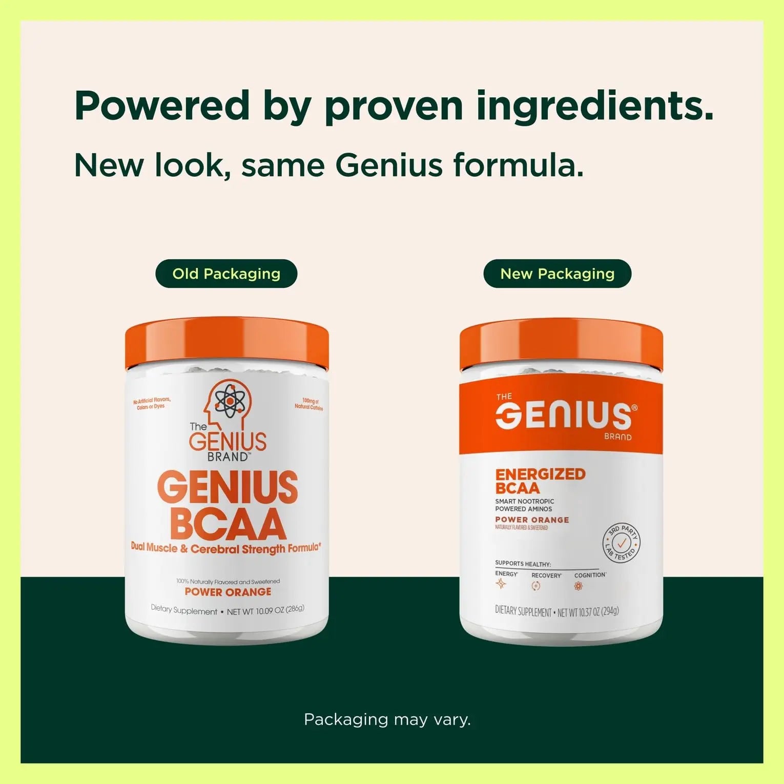 Genius BCAA Powder - 5g Vegan BCAAs L-Glutamine, Cognizin & Rhodiola Muscle Recovery Energy Support 100mg Caffeine Pre, Intra, Post-Workout Nootropic Supplement for Focus & Performance - Orange The Genius Brand Au supplements