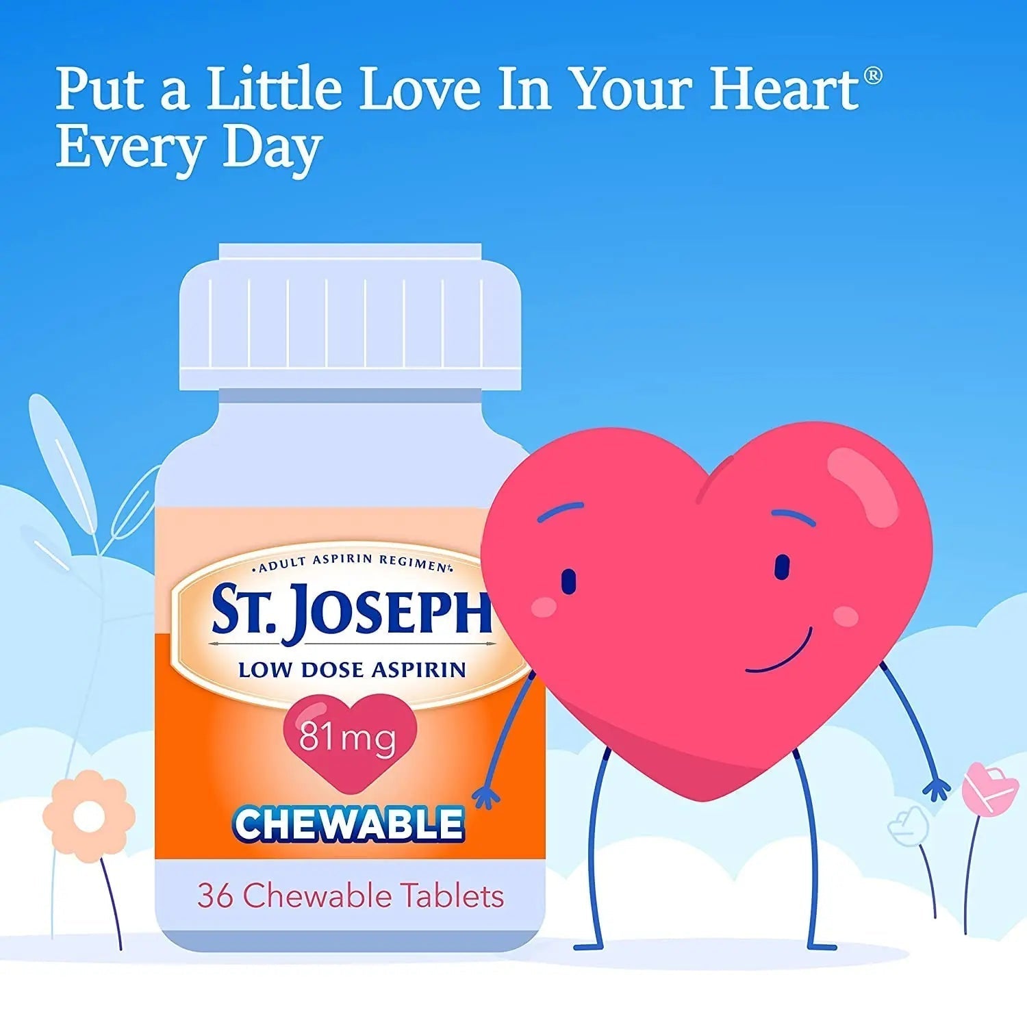St. Joseph Orange Chewable 81mg Aspirin, 36 Tablets (Pack of 3) St. Joseph Au supplements