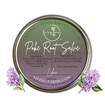 Organic Poke Root Castor Oil Salve | Vegan Lymphatic Support | Enriched with Essential Oils | Cysts, Boils, Fibroids, Swollen Lymph Nodes, Breast & Joint (1oz, Lilac) Living Farms Au supplements