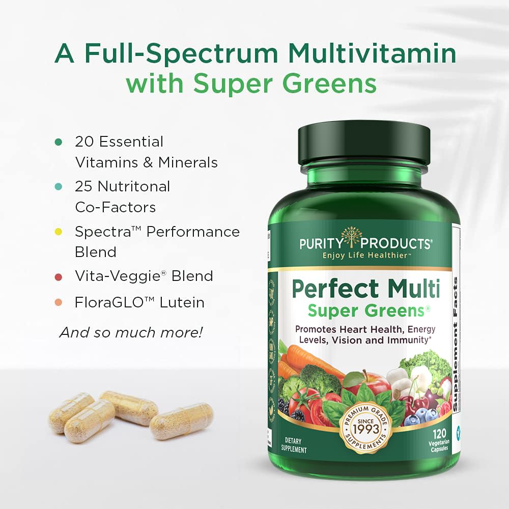 Purity Products Perfect Multi Super Greens Dietary Supplement Health Nutrition, 120 count Purity Products Au supplements