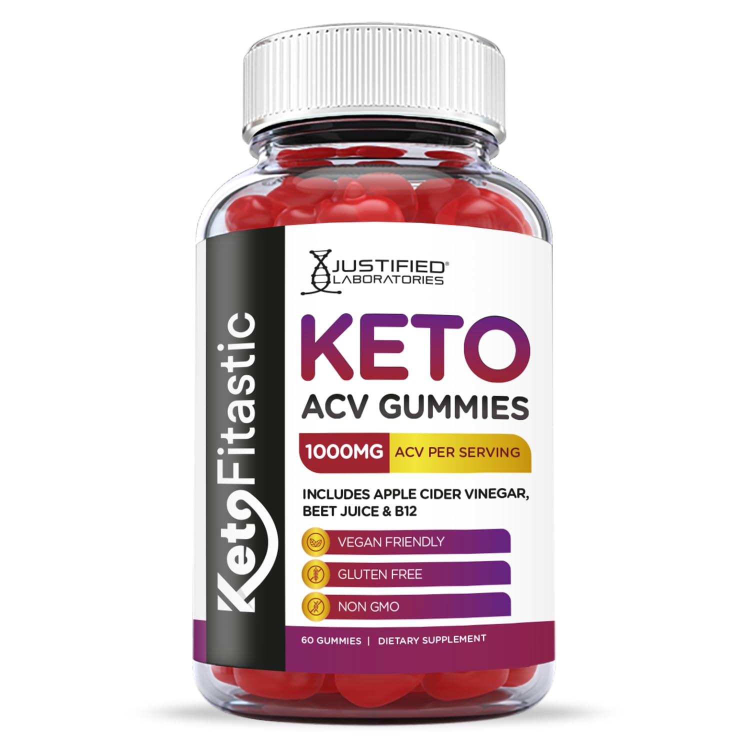 Justified Laboratories (3 Pack) Ketofitastic Keto Gummies 1000MG ACV with Pomegranate Justified Laboratories Au supplements