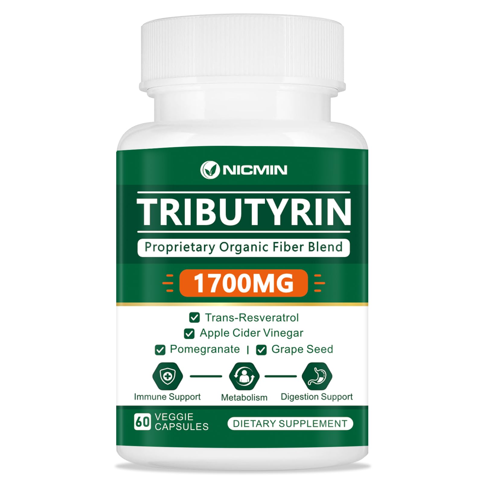 NICMIN Tributyrin Supplement - Premium Butyrate Gut Health Supplement for Leaky Gut 60 Capsules NICMIN Au supplements