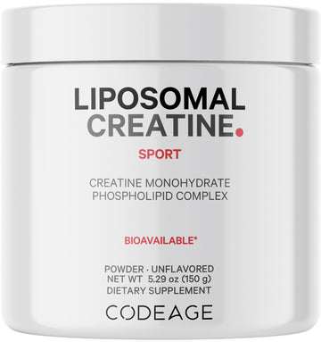 Codeage Liposomal Creatine Powder Supplement, Pure Creatine Monohydrate 5000mg, Pre Workout & Post Workouts - Unflavored Creatine, Micronized Creatine Powder - Creatinine for Sports - 30 Servings Codeage Au supplements