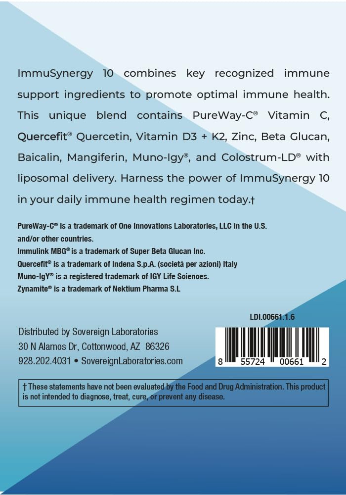 Colostrum-LD ImmuSynergy 10 Capsules - 120 Count-Immune Fortifying Ingredients - Vitamin C, D3, Zinc, Beta Glucan, Quercetin GastroDefense Au supplements
