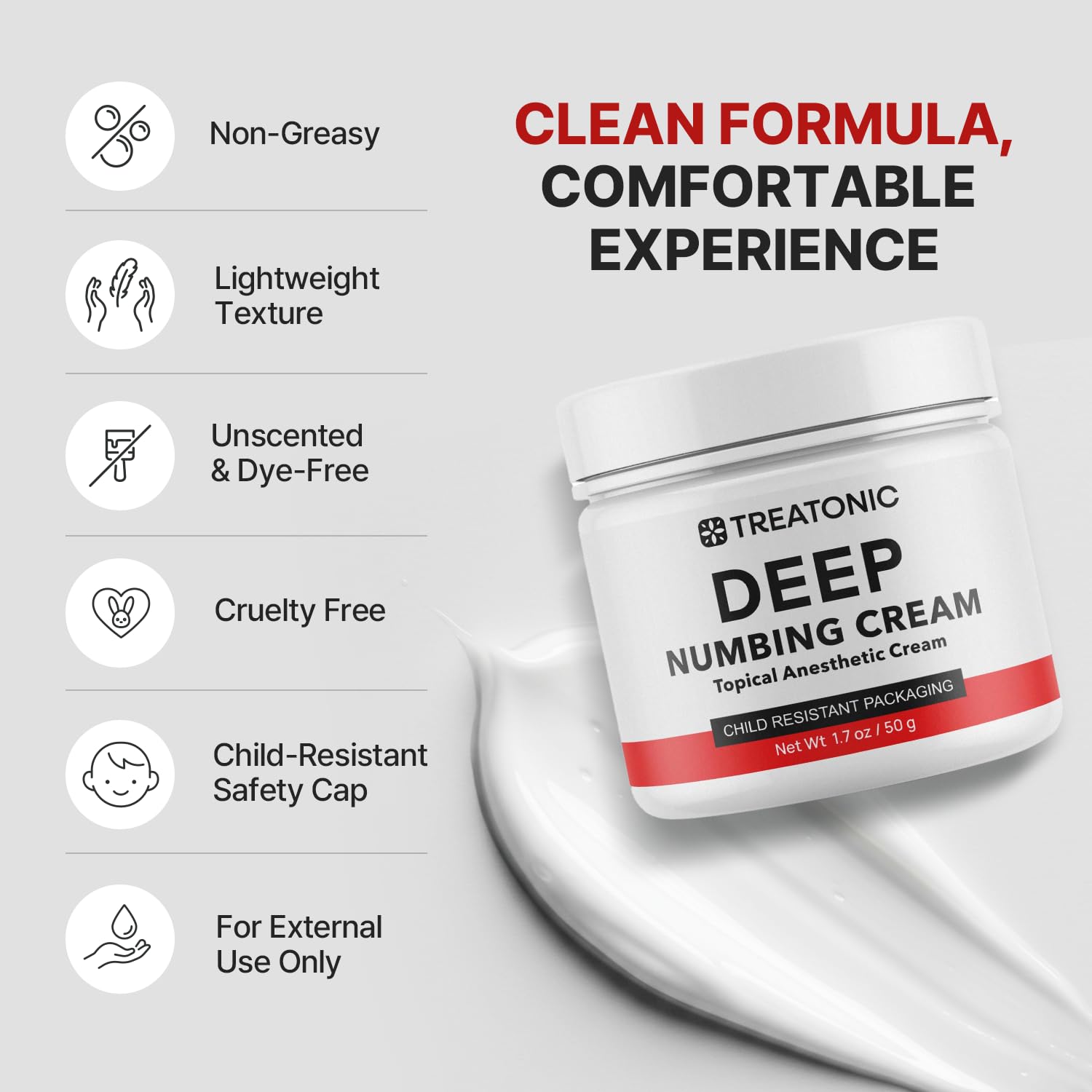 Treatonic Maximum Strength Numbing Cream: Numbing Cream for Discomfort, Burn, Itch & Pain Relief - Fast-Acting, Soothing Topical Anesthetic with Menthol & Emu Oil for Hemorrhoid Treatment – 1.7oz Treatonic Au supplements