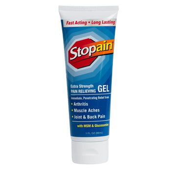 Stopain Pain Relief Gel 3oz USA Made, Max Strength Fast Acting with MSM, Glucosamine, Menthol for Arthritis, Lower Back Sciatica, Knee, Neck, HSA FSA Approved Topical Analgesic Products Stopain Au supplements