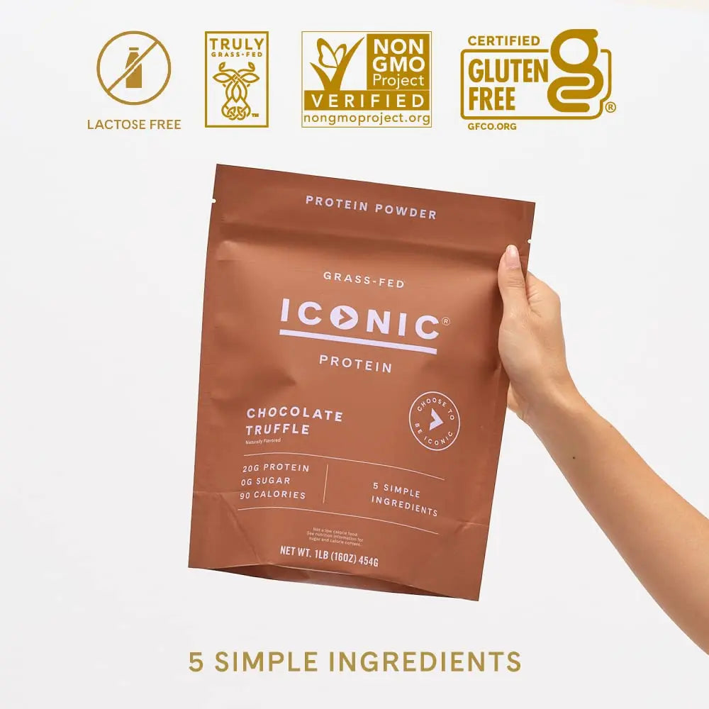 ICONIC Protein Powder, Chocolate Truffle - Sugar Free, Low Carb Protein Powder - Lactose Free, Gluten Free, Non-GMO - 20g Grass Fed Whey & Casein Protein ICONIC Au supplements