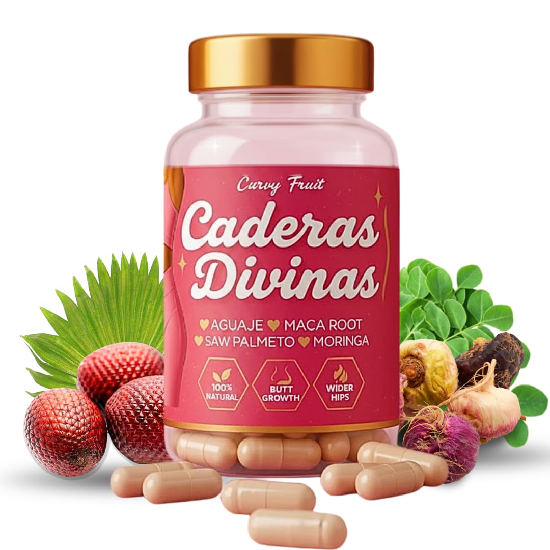 Caderas Divinas : Bigger Booty & Wider Hips – Aguaje + Maca Pills with Moringa & Saw Palmetto – 4 Super Ingredients for Natural Curve Growth – by CurvyFruit – 60 Capsules Curvy Fruit Au supplements