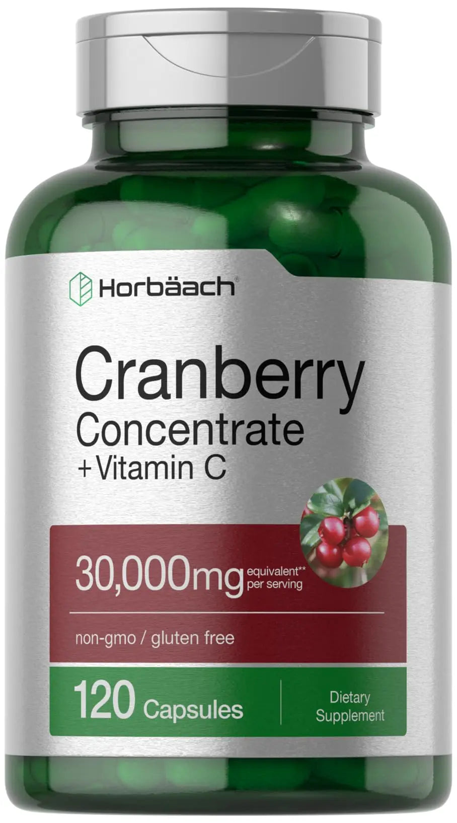 Cranberry Concentrate Extract Pills + Vitamin C | 30,000mg | 120 Capsules | Triple Strength Horbäach Au supplements