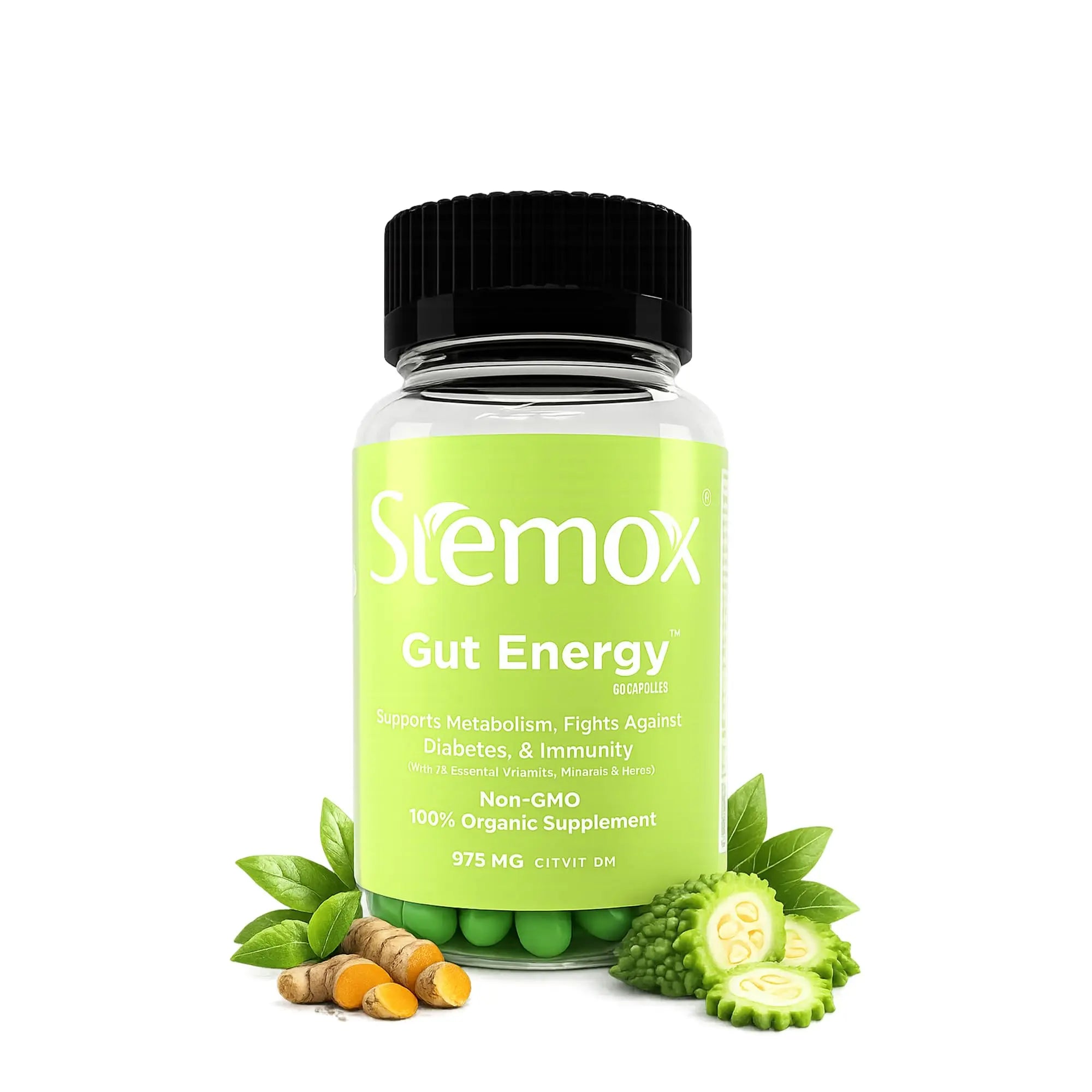 Stemox Gut Energy – Natural Energy & Metabolism Support Supplement with Biotin, Chromium, Alpha Lipoic Acid & Organic Herbal Extracts – Blood Sugar & Gut Health Support – 60 Vegan Capsules Stemox Au supplements