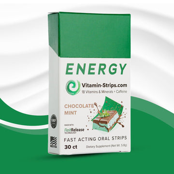 Peak Performance Energy Strips — Vegan, Gluten Free, Soy Free & Sugar-Free Breath Strips w/Caffeine, 18 Vitamins & Minerals — Instant Energy Boost Chocolate Mint Dietary Supplement — 30 Oral Strips Vitamin-Strips Au supplements