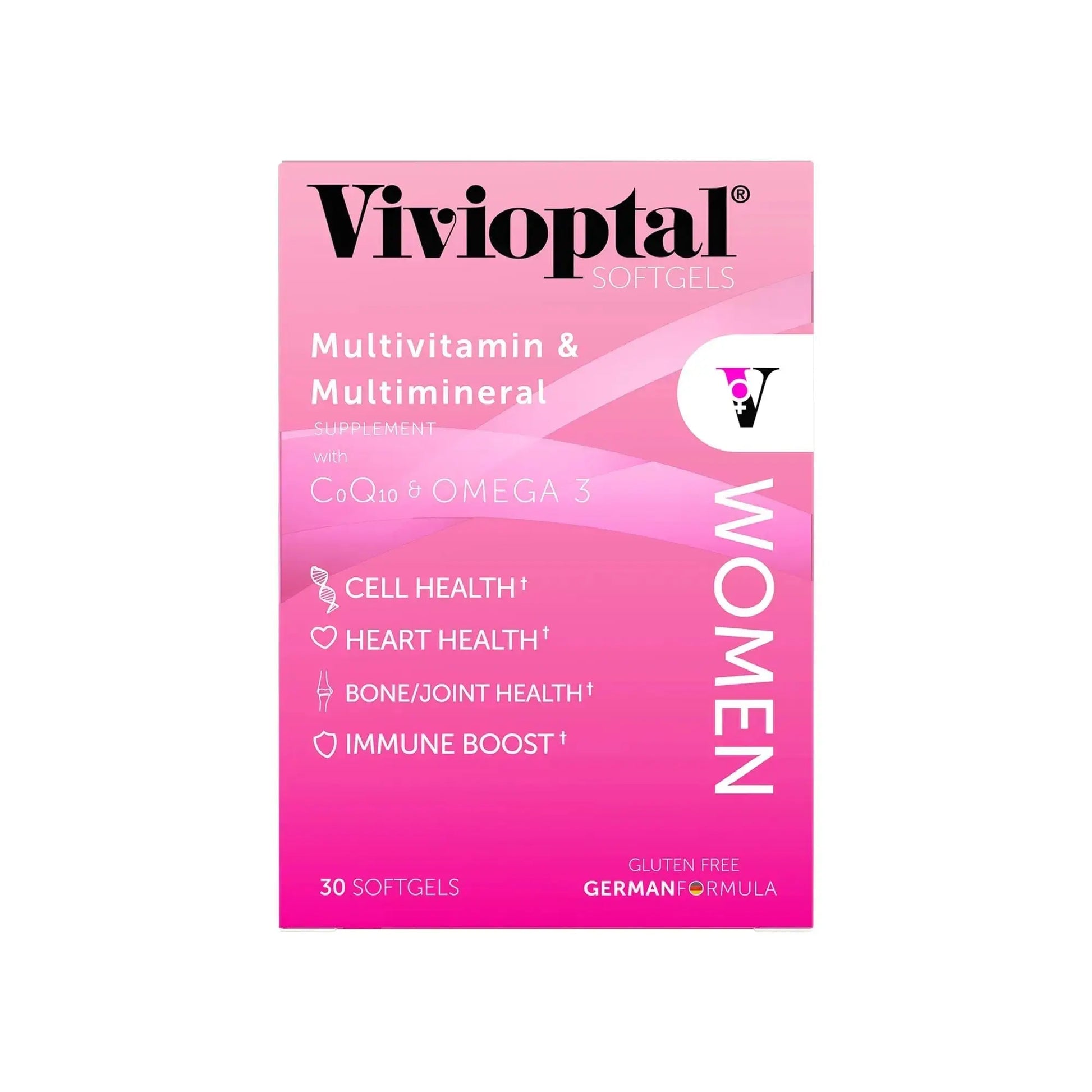 Vivioptal Women, 30 Capsules, CoQ10 & Omega-3, Multivitamin & Multimineral, Gluten Free, German Formula Vivioptal Vitamins Au supplements