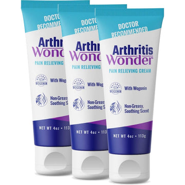 Arthritis Wonder Pain Relief Cream, 4 oz – Arthritis Pain Relief Cream for Hand, Knee, Foot and Wrist Joints – Fast-Acting, Deep Penetrating, Non-Greasy Formula with Natural Wogonin - 3 Pack Arthritis Wonder Au supplements