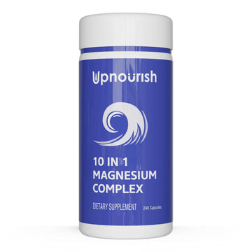 UpNourish Magnesium Supplement - 10 in 1 Magnesium Complex - Full Spectrum Magnesium Mineral Supplements with Glycinate, Citrate, Taurate, Malate, Carbonate, Oxide and More, 240 Vegan Capsules UpNourish Au supplements