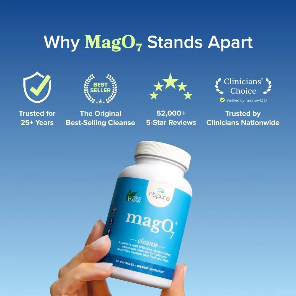 nbpure MagO7 - Natural Colon Cleanse & Detox Powder - Occasional Constipation Relief, Stool Softener, & Bloating Support for Men & Women - Ozonated Magnesium Oxide, 150 Gram nbpure Au supplements