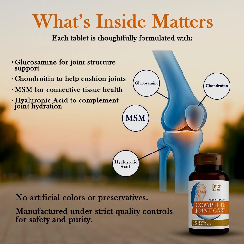 Glucosamine Chondroitin MSM Complete Joint Care Supplement | Glucosamine HCl, Chondroitin, MSM, Boswellia & Ginger | Supports Joint Mobility & Flexibility | 100 Tablets NCB NCB TECHNOLOGY Au supplements