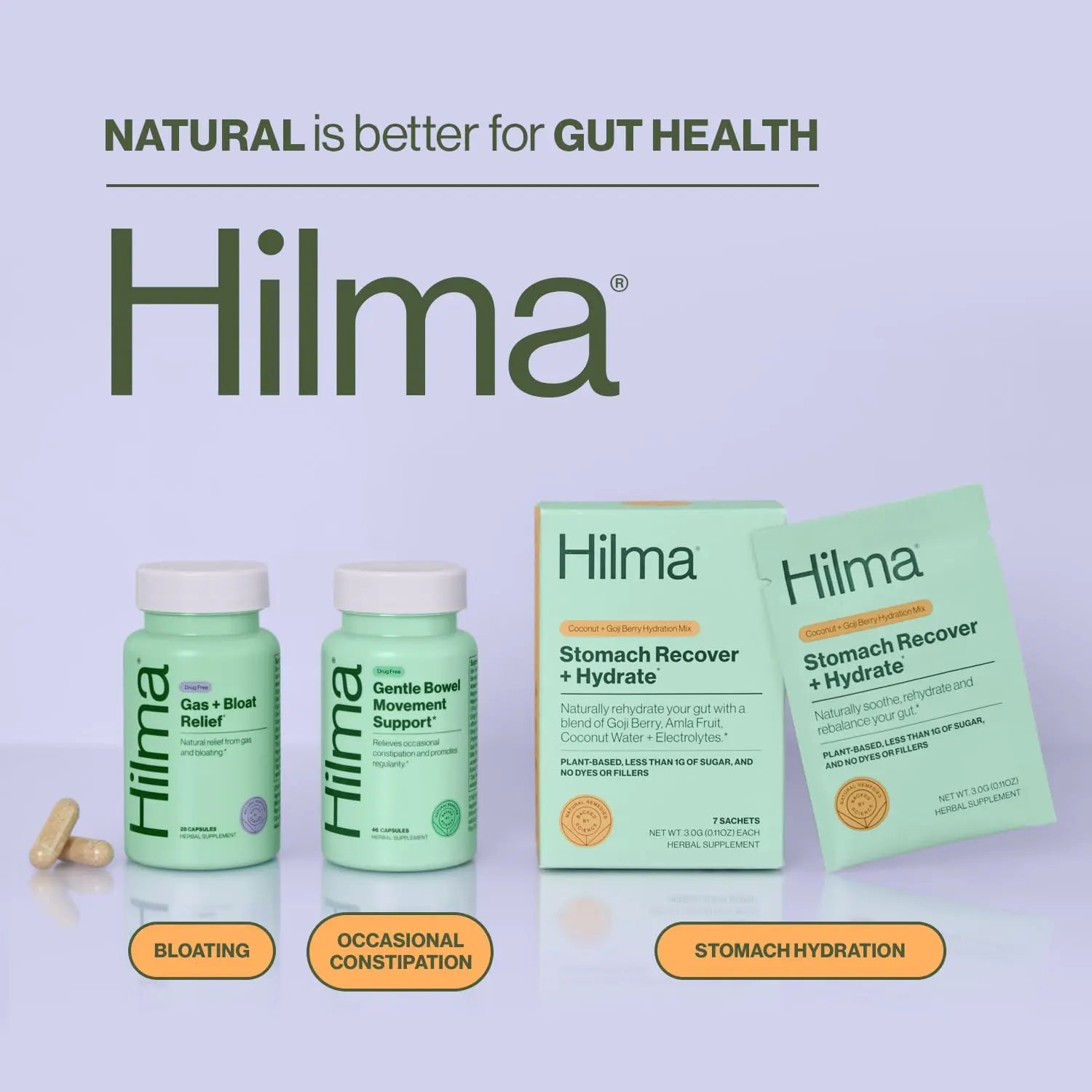 Hilma Natural Gas & Bloating Relief - with Lemon Balm, Fennel & Peppermint Leaf Hilma Au supplements