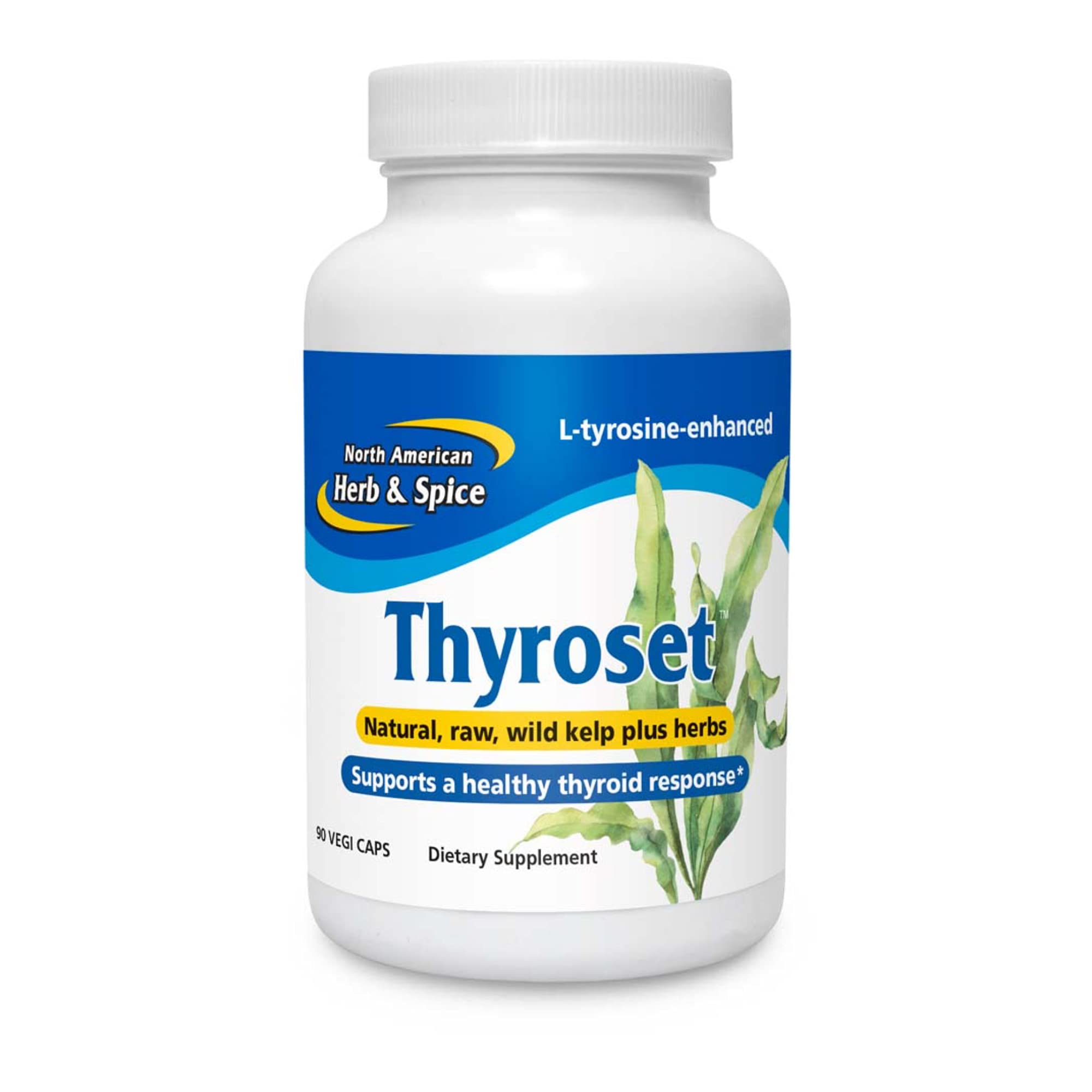 NORTH AMERICAN HERB & SPICE Thyroset - 90 Capsules - Wild Kelp & Herbs Blend - Healthy Thyroid Support - Contains Trace Minerals, Natural Iodine, Antioxidants & Amino Acids - 45 Servings NORTH AMERICAN HERB & SPICE Au supplements