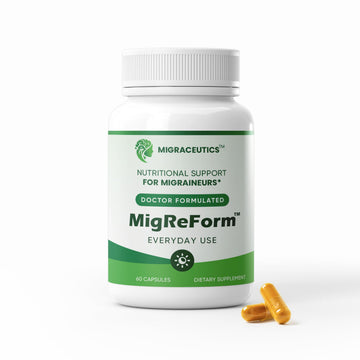 MigReForm – Doctor Formulated Nutritional Supplement and Migraine Wellness Support - Natural Migraine Health Formula with Magnesium, Vitamin B2 & CoQ10-60 Capsules for Women & Men Migraceutics Au supplements