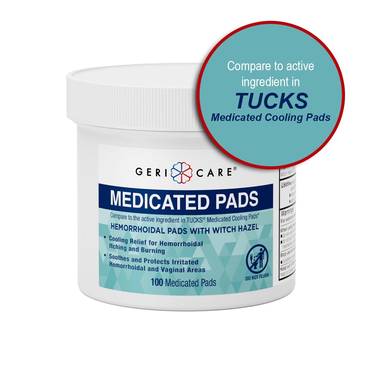 GeriCare Medicated Cooling Pads with Witch Hazel. for Soothing Itch, Discomfort, and Burning, Pre-Moistened Pads Ideal for Sensitive Areas, 100 Count (Pack of 1) GeriCare Au supplements