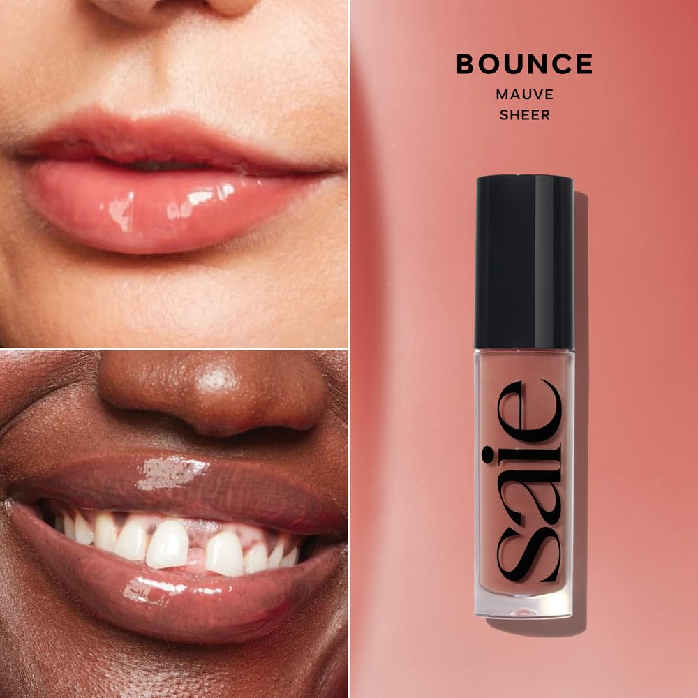 Saie Glossybounce High-Shine Hydrating Lip Gloss Oil - Sheer Tinted Lip Oil with Hyaluronic Acid + Jojoba Oil for Long-Lasting Moisture (.17 oz) (Disco + Bounce) Saie Au supplements