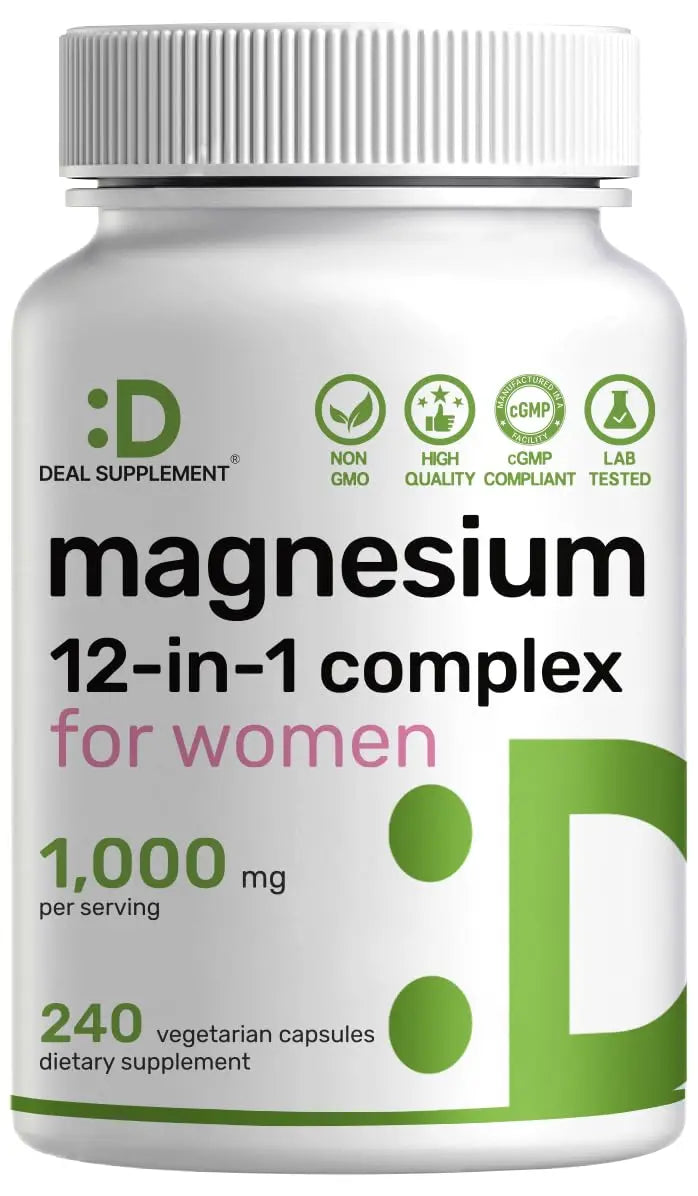 12‑in‑1 Magnesium Complex for Women 1,000 mg, 240 Vegetarian Capsules | Magnesium Glycinate, Citrate, Malate, Taurate, Orotate, Oxide & More | Chelated & Purified for Better Absorption DEAL SUPPLEMENT Au supplements