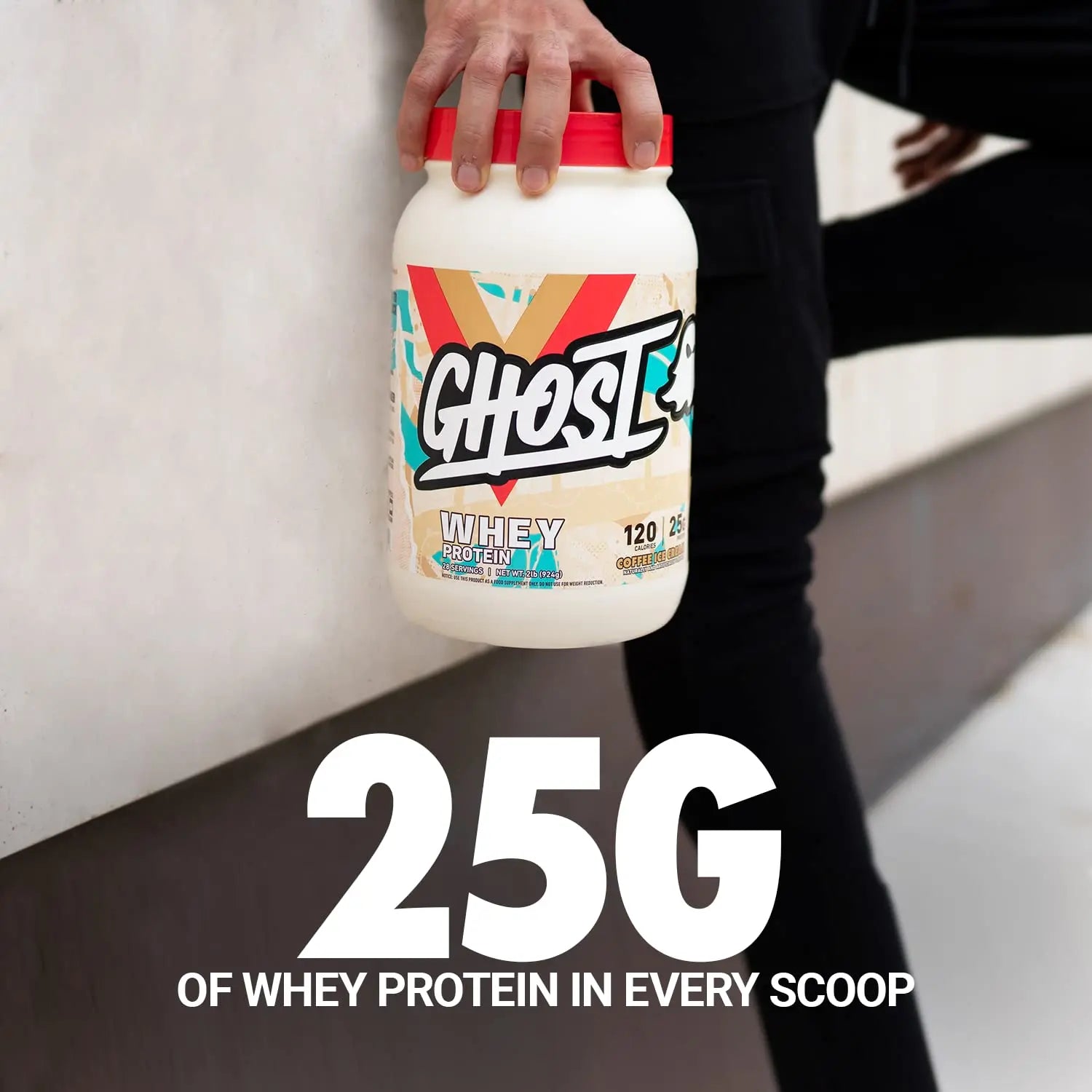 GHOST Whey Protein Powder, Coffee Ice Cream - 2LB Tub, 25G of Protein - Flavored Isolate GHOST Au supplements
