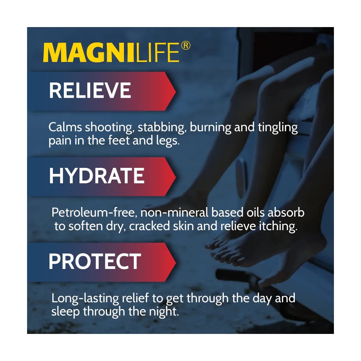 MagniLife Pain Relieving Foot Cream, 8 oz Tube, Soothing Relief for Soreness, Pain, Burning, Tingling, Itching or Sensitivity in Feet & Legs, Moisturizing & Hydrating Foot Cream, No Petroleum MagniLife Au supplements