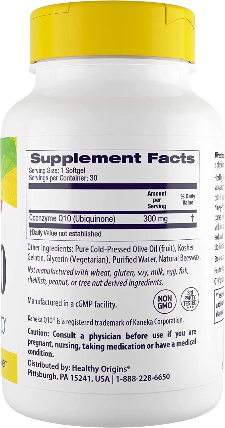 Healthy Origins CoQ10 (Kaneka Q10), 300 mg - Heart Health & Energy Supplement - Gluten Healthy Origins Au supplements