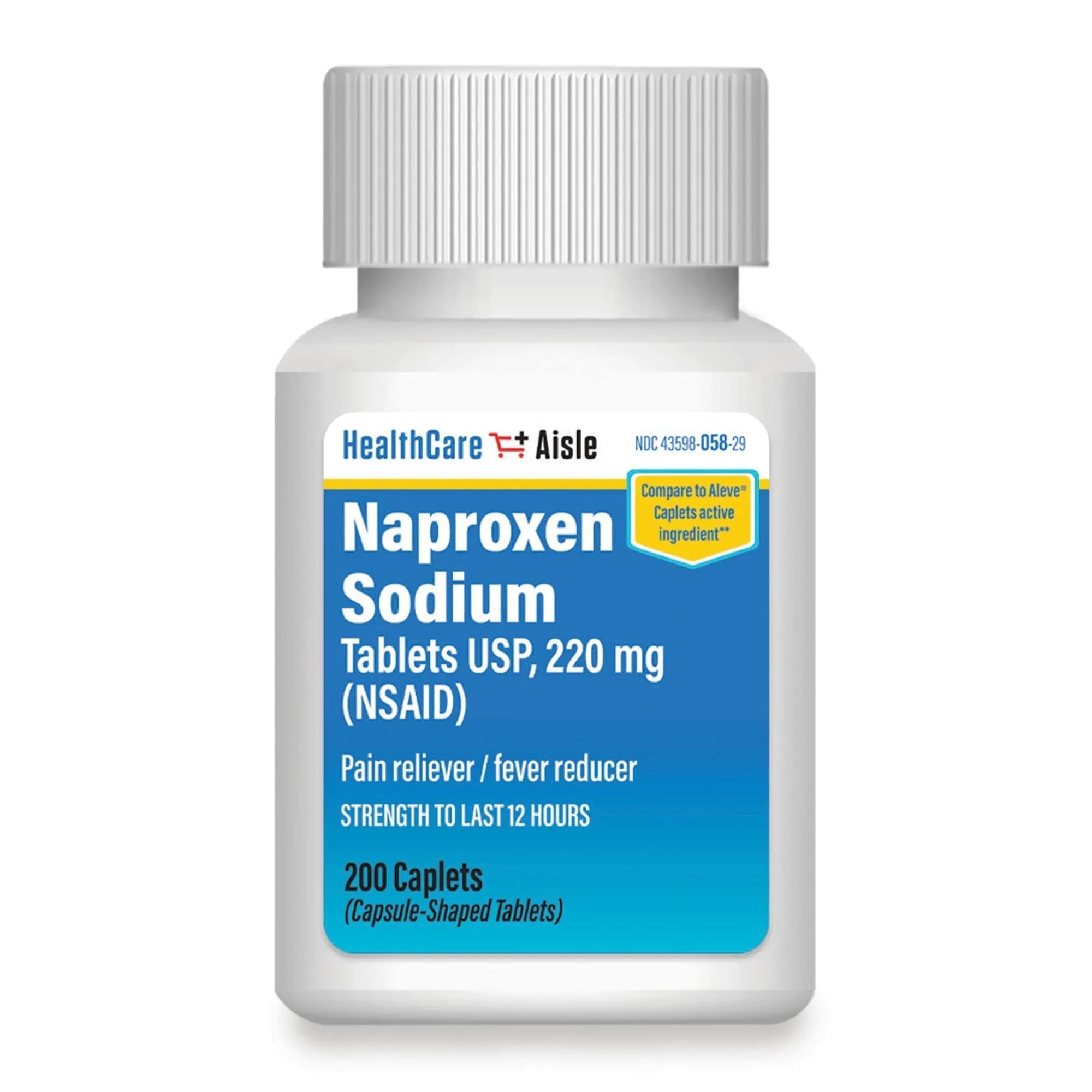 HealthCareAisle Naproxen Sodium, 220 mg - 200 caplets - Pain Reliever and Fever Reducer, Up to 12 Hours of Relief HealthCareAisle Au supplements