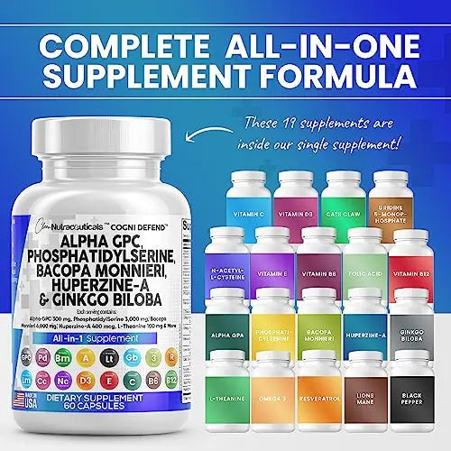 Alpha GPC Choline 300mg Phosphatidylserine 3000mg Bacopa Monnieri Clean Nutraceuticals Au supplements