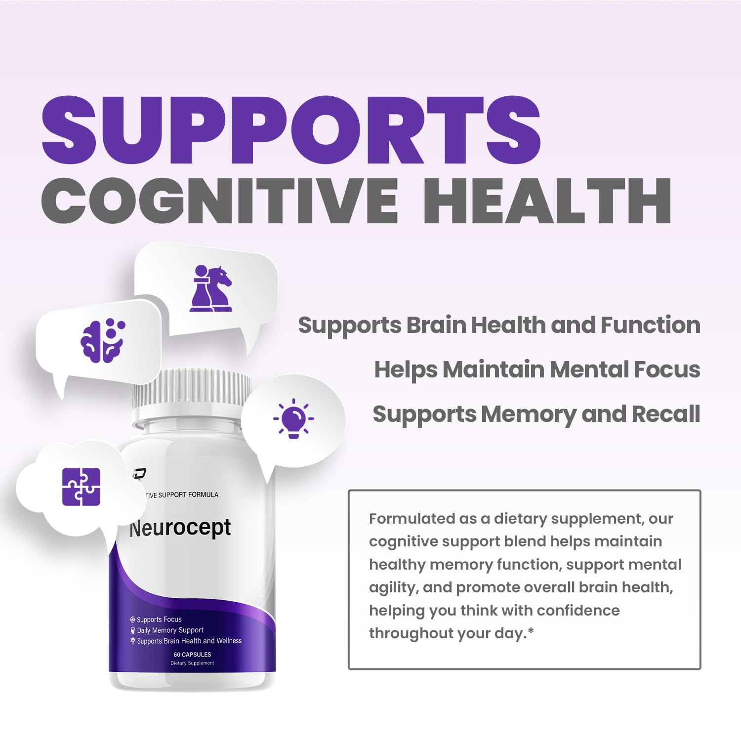 Neurocept Supplement Capsules – All Natural Maximum Strength Formula, Focus & Memory Support (60 Capsules) Indelo Au supplements
