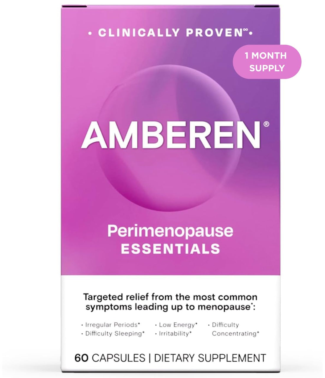 Amberen Perimenopause, Peri-Menopause Multi-Symptom Relief, Vitamin B, Vitamin E & Antioxidants Supplement, Clinically Shown to Help Support Hormone Balance, Hot Flashes & Night Sweats, 60 Count Amberen Au supplements