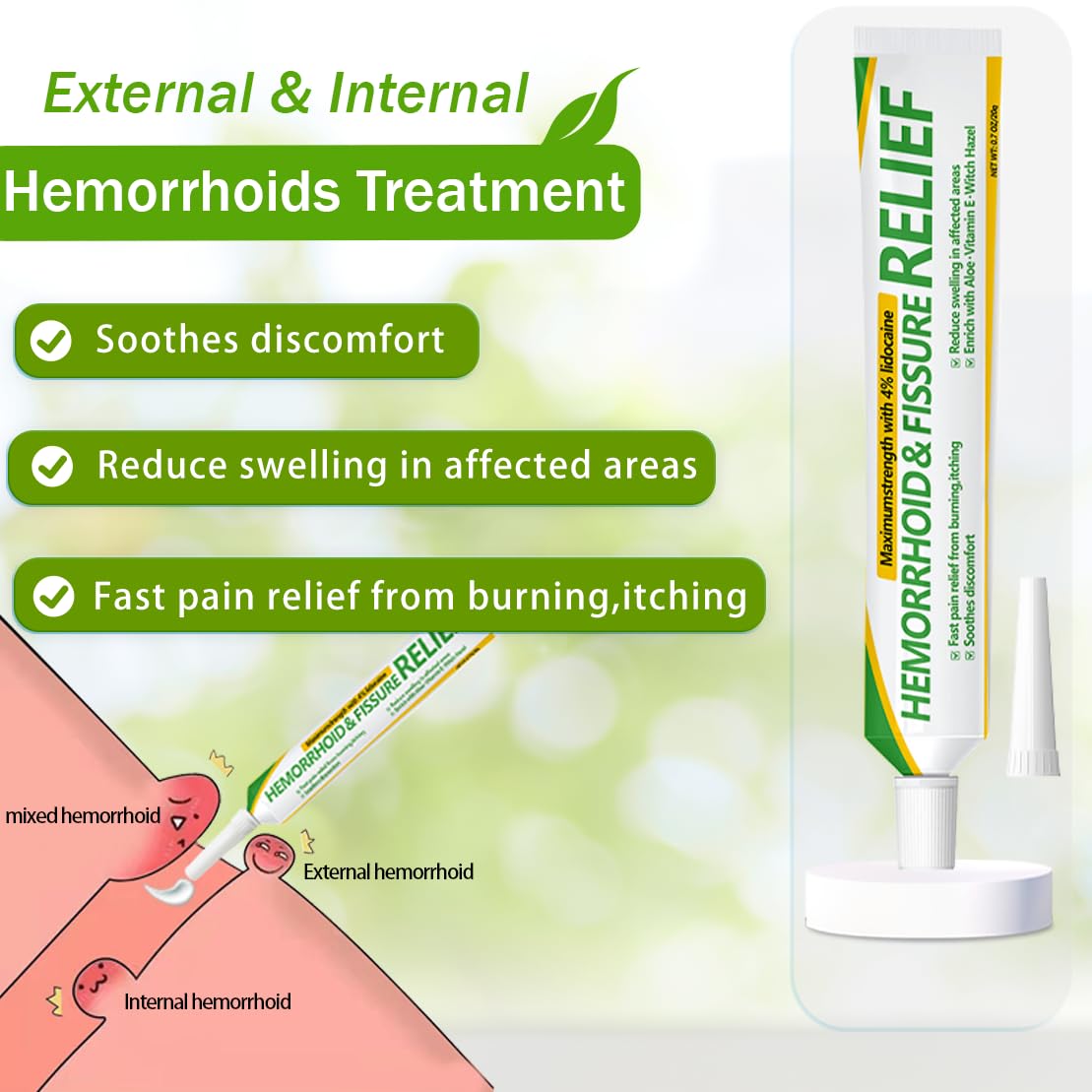 CainNeks Hemorrhoid & Fissure Relief Ointment 20g– 4% Lidocaine Maximum Strength Hemorrhoid Cream, Fast Itching Burning Swelling Relief, Herbs Fast Acting Ingredients. 0.7 oz. CainNeks Au supplements