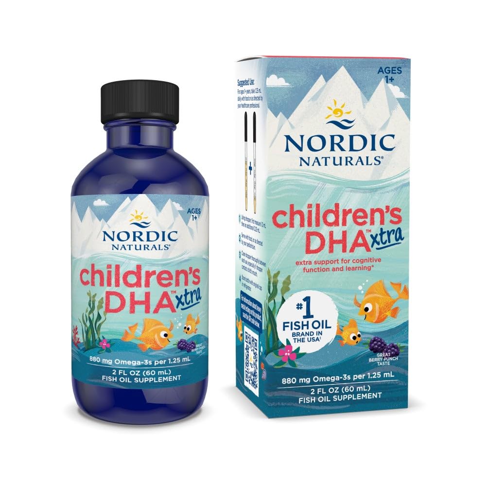 Nordic Naturals Children’s DHA Xtra, Berry Punch - 2 oz for Kids - 880 mg Total Omega-3s with EPA & DHA - Cognitive & Immune Function, Learning, Social Development - Non-GMO - 48 Servings Nordic Naturals Au supplements