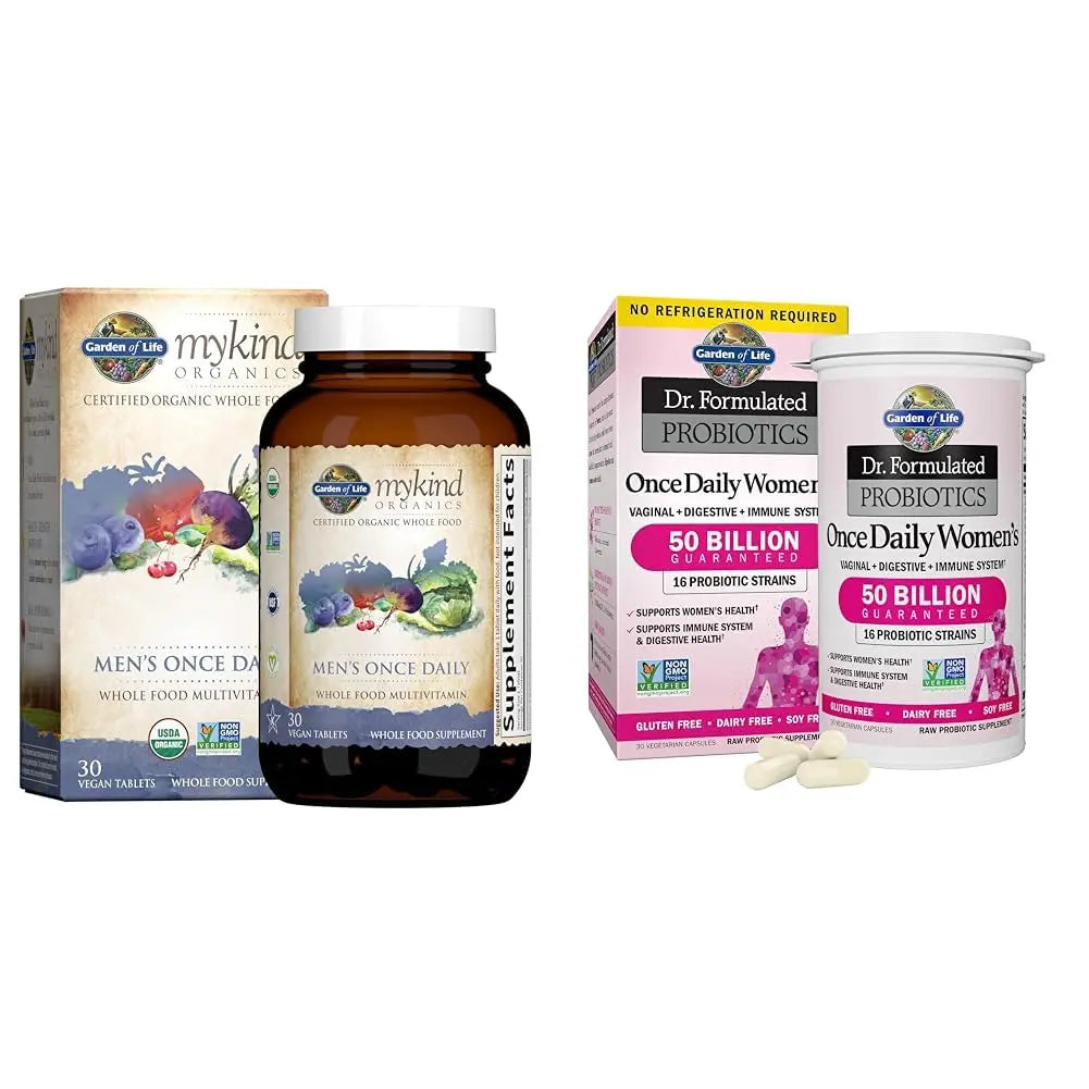 Garden of Life Organics Multivitamin for Men & Dr. Formulated Women's Probiotics Once Daily, 16 Strains, 50 Billion, 30 Capsules Garden of Life Au supplements