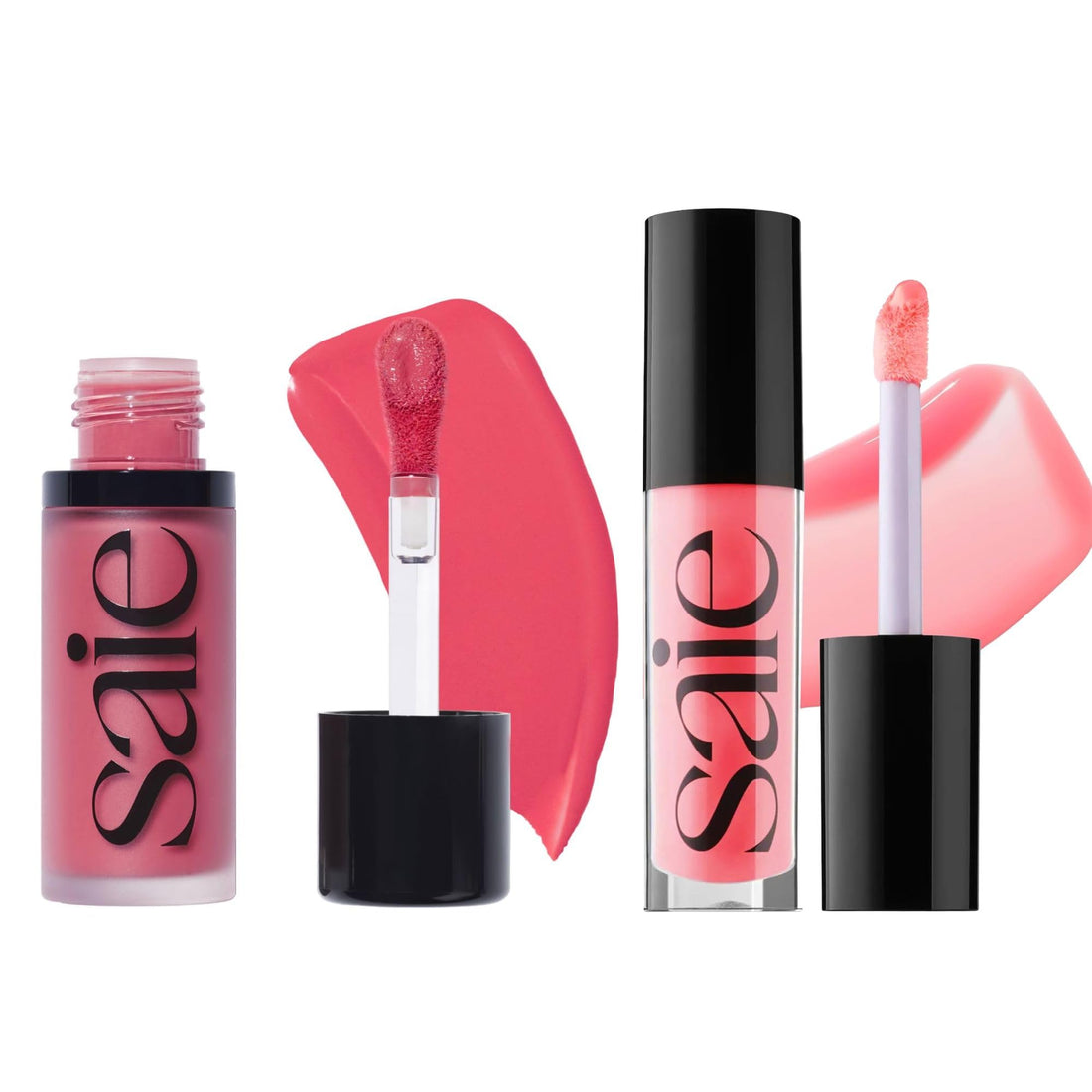 Saie Dewy Glow Duo - Dew Liquid Blush - (.40 oz, Flirty), Glossybounce Lip Gloss-Oil Hybrid (.17 oz, Burst) - Hydrating, Vegan Makeup for Radiant Cheeks & Lips Saie Au supplements
